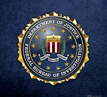 Federal Bureau of Investigation - FBI Emblem 3D on Blue Velvet by Captain7