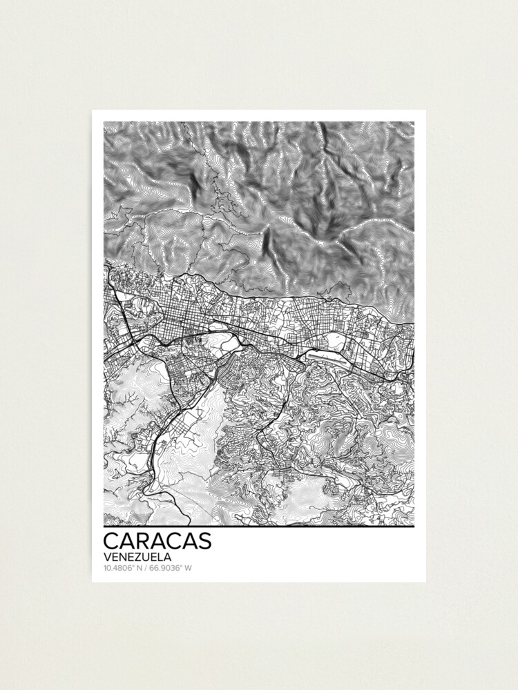 Lámina fotográfica Mapa de Caracas con impresión de póster arte de