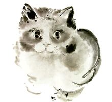 Cat Cats Kitten Funny Meow animal pet ink painting by Mariusz Szmerdt