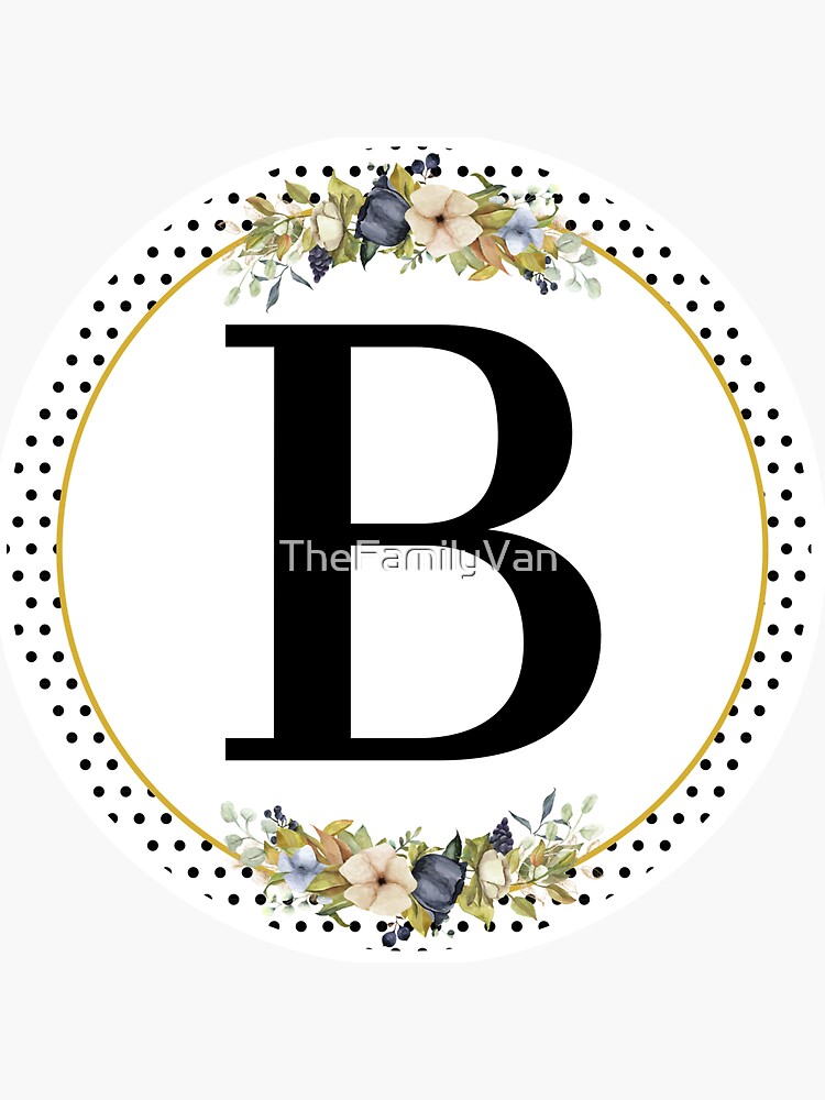 Polka Dots Floral Wreath Bouquet Arrangement Monogram Letter B