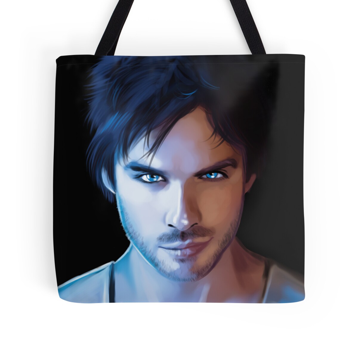 Damon Salvatore Vampire Diaries Fan Art Print Tote Bags By Sugarpoultry Redbubble 