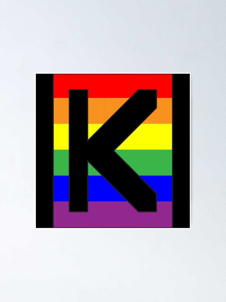 Póster Letra K LGBT Gay Pride Rainbow Flag fuente de northsar