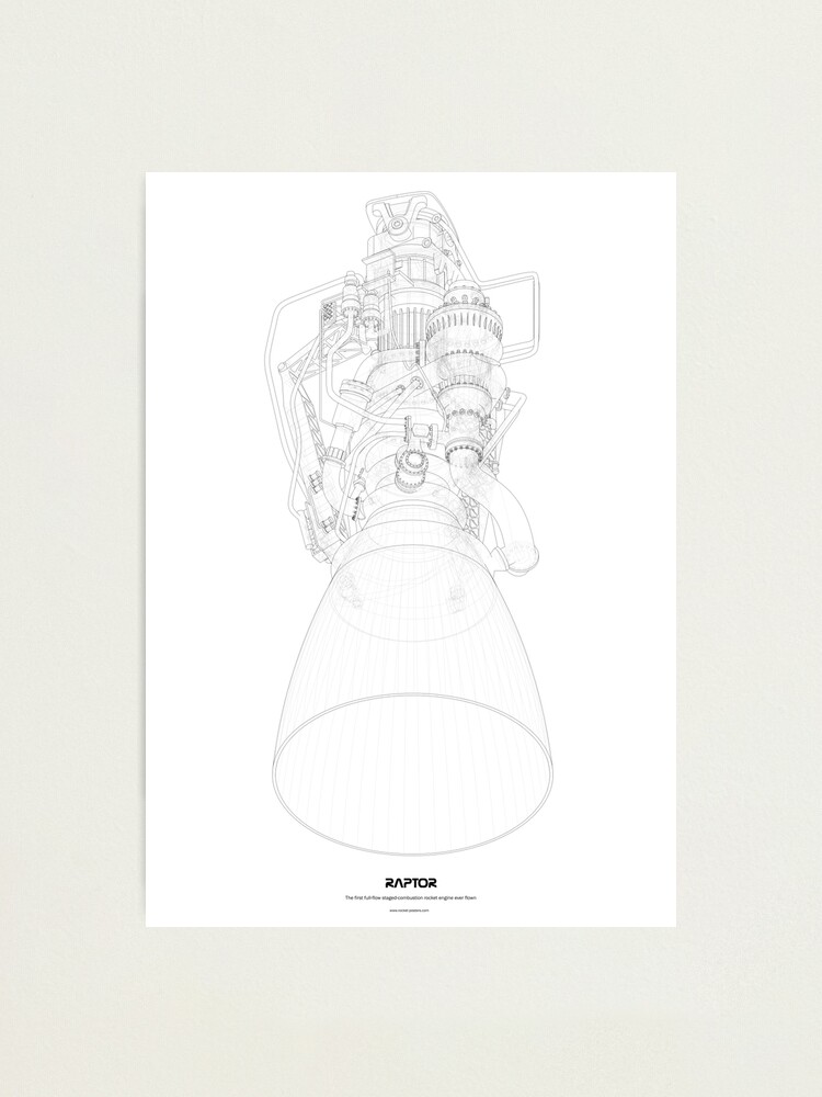 Lámina fotográfica Schematic of Raptor Rocket Engine de Rocketposters