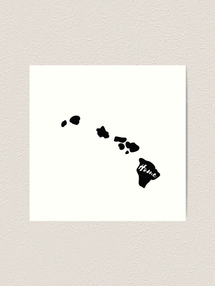 Hawaii Cursive Home State Outline Art Print By KARAKATE Redbubble