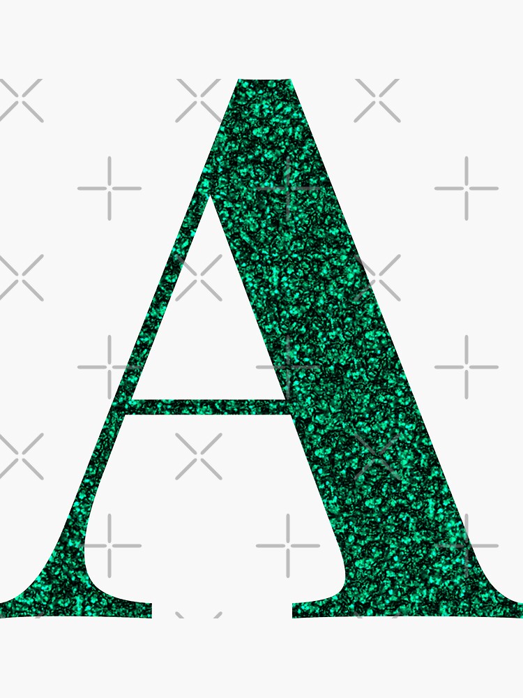 Letter A Emerald Dark Green Glitter Effect Alphabet Sticker For Sale