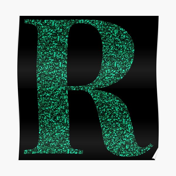 Letter R Emerald Dark Green Glitter Effect Alphabet Poster By