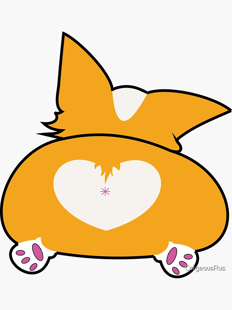 Heart Shaped Corgi S Butt Sticker For Sale By Corgeousrus Redbubble