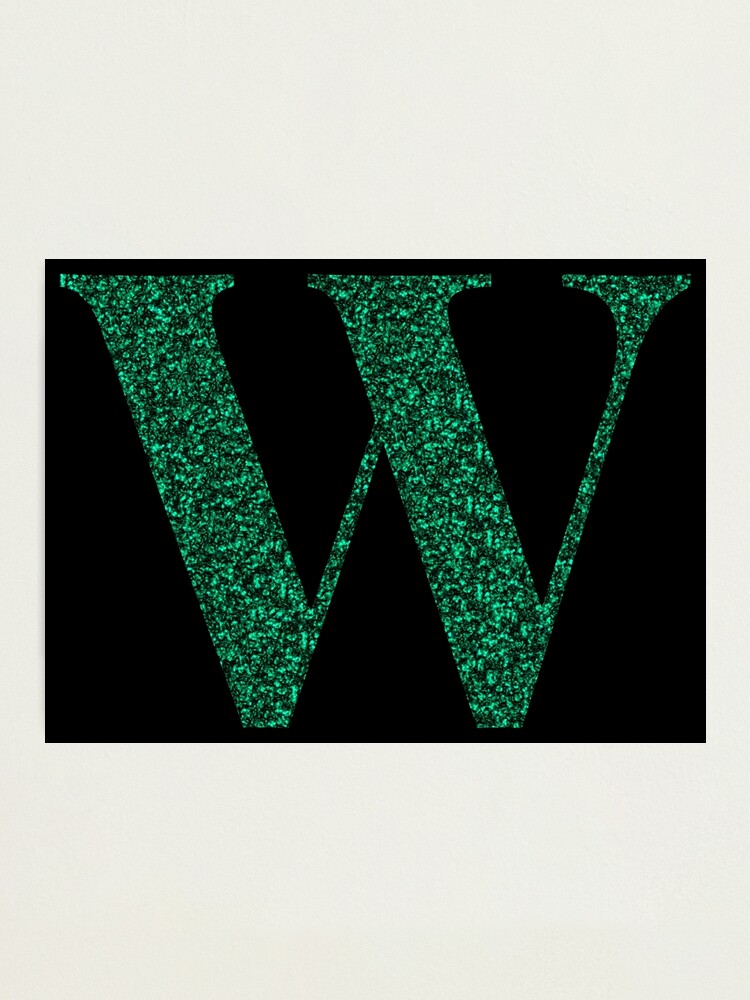 Letter W Emerald Dark Green Glitter Effect Alphabet Photographic