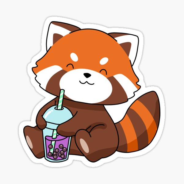 Pegatina Bubble Tea Gift Girls Red Panda Boba Tea T De Burbujas De