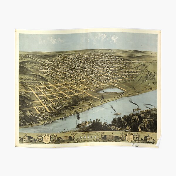 Bird S Eye View Map Of Omaha Nebraska 1868 Poster For Sale By