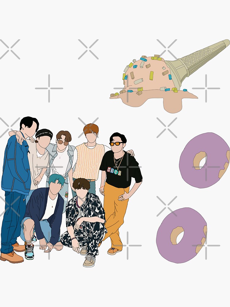 Bts Dynamite Ice Cream Donut Sticker Set Sticker For Sale By