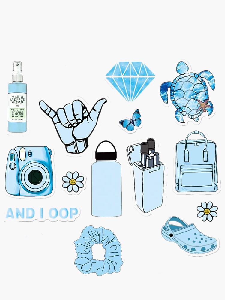 Blue Aesthetic Sticker Pack Sticker For Sale By Serenas Designs