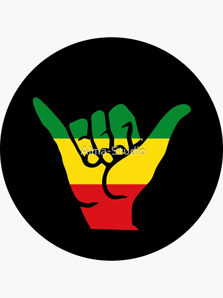 Shaka Hand With Reggae Colors Sticker By Alma Studio Redbubble