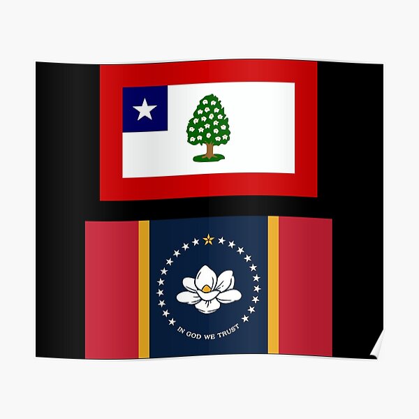 Póster Juego de banderas de Mississippi Nueva bandera de Magnolia