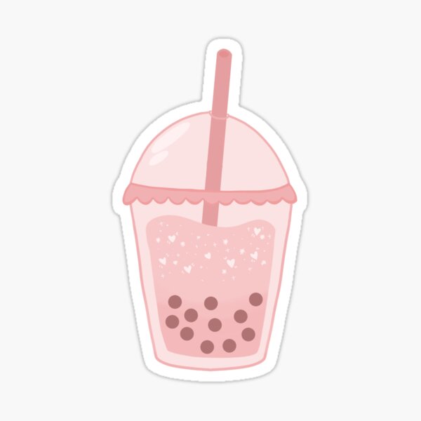 Pink Boba Drink Sticker By Rosimilktea Redbubble