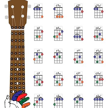 Ukulele Chords Chart Fingering Diagram For Beginners Poster By G