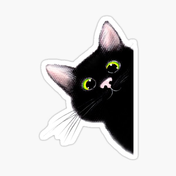 Black Cat Peeking Sticker By Madamad Redbubble