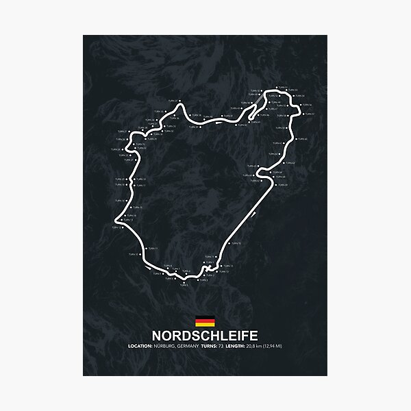 Nordschleife Racetrack Map Photographic Print For Sale By Mapstars