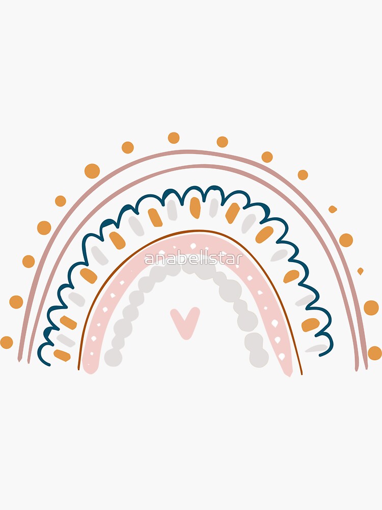 Boho Rainbow Sticker For Sale By Anabellstar Redbubble