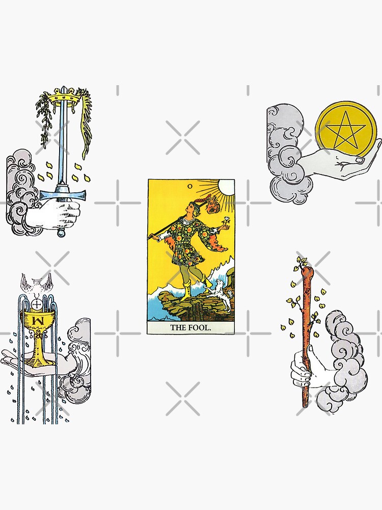 Tarot Card Sticker Set The Fool With Ace Set Sticker By Elevens