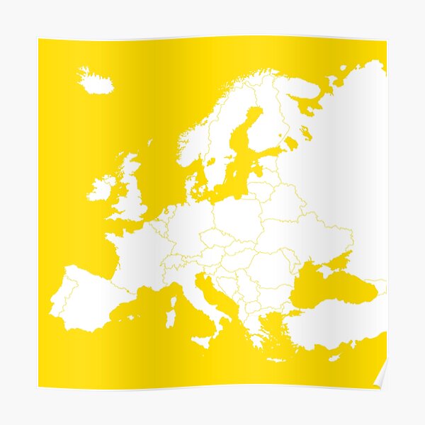 Europe Yellow Map Poster By Sebinlondon Redbubble