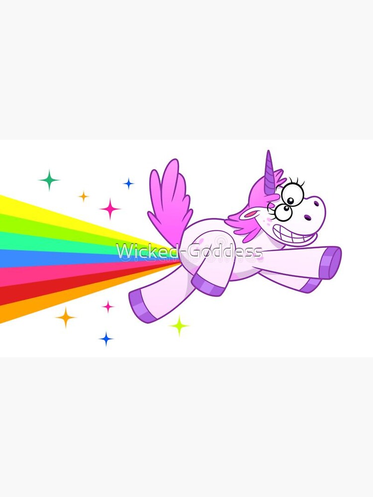 Silly Unicorn Farting Rainbow Sticker By Wicked Goddess Redbubble