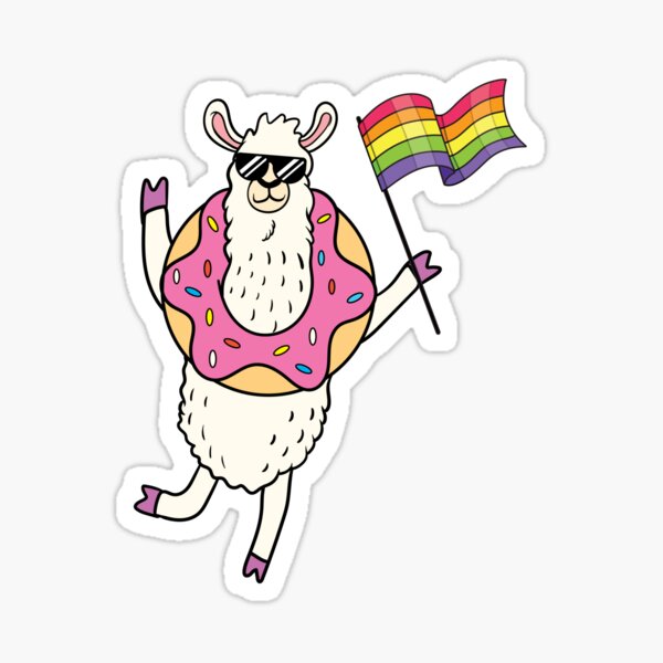 Lgbt Rainbow Funny Llama Gay Pride Lesbian Gift Sticker For Sale By