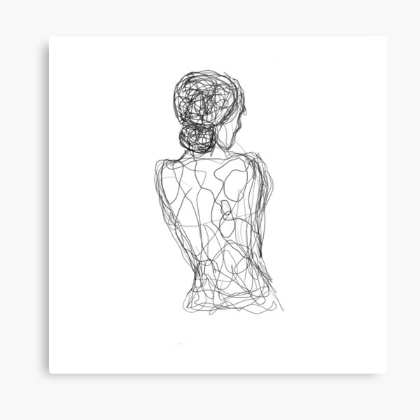 Naked Woman Line Art Drawing Metal Print For Sale By Beliche Redbubble