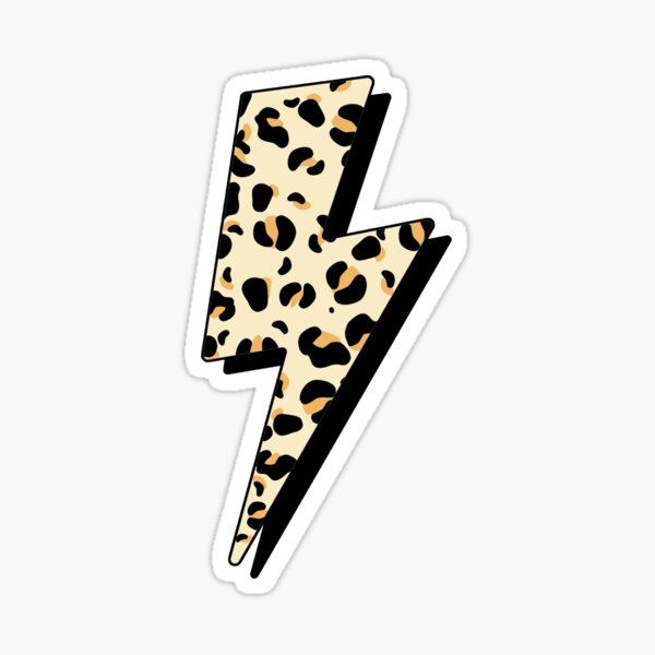 Cheetah Print Lightning Bolt Sticker For Sale By DesignStory Redbubble