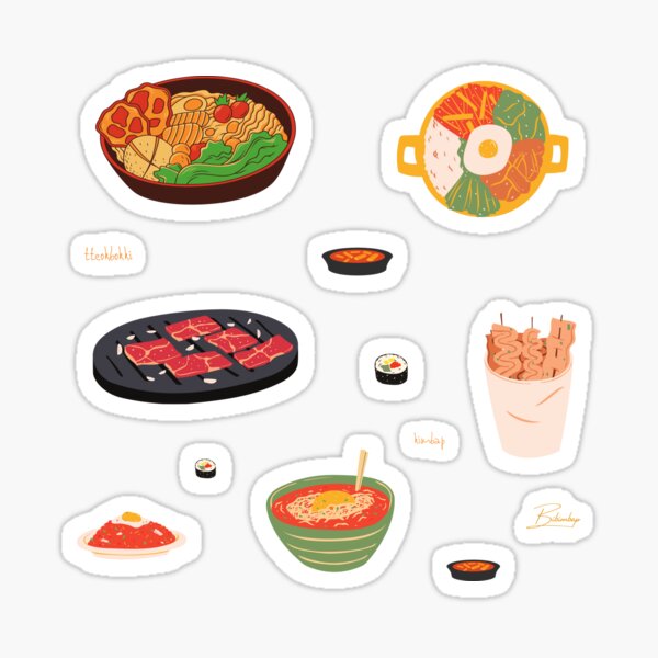 Korean Food Set Sticker For Sale By RuchiWani Redbubble