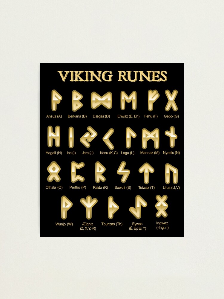 Viking Runes Runic Alphabet Nordic Mythology Photographic Print For