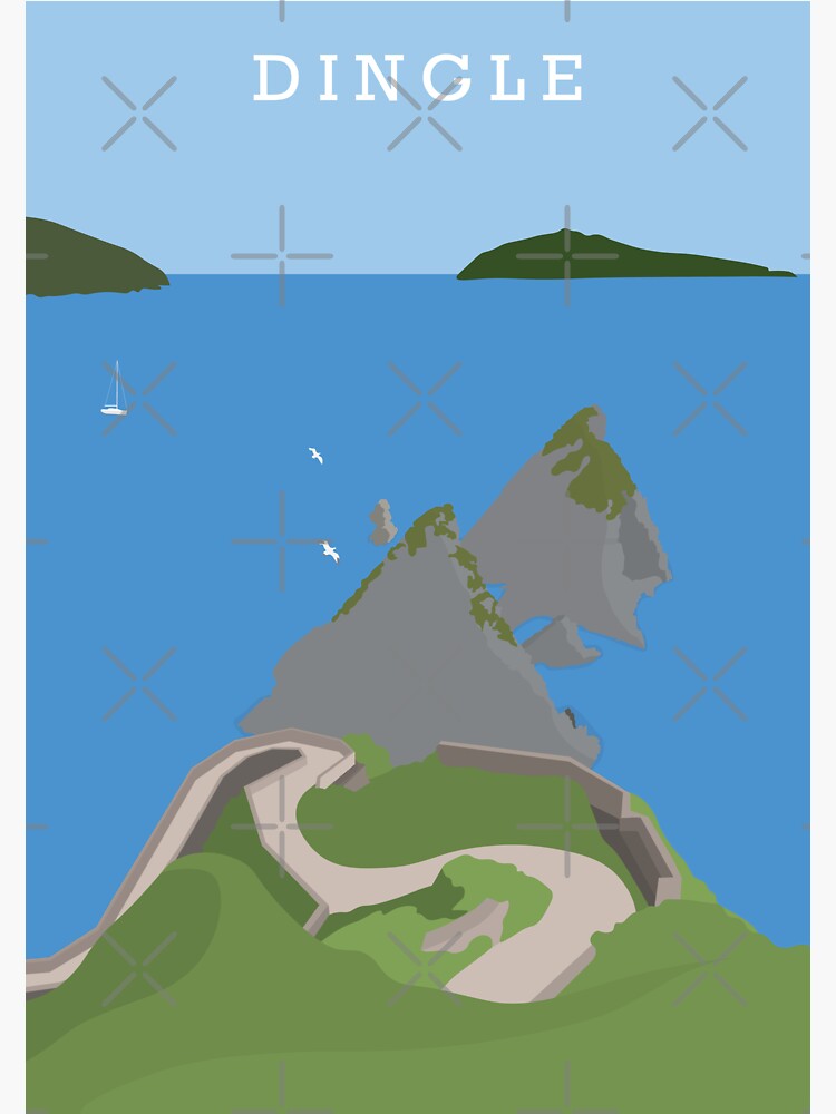 Illustration Of Dunquin Pier In Dingle Ireland Sticker For Sale By