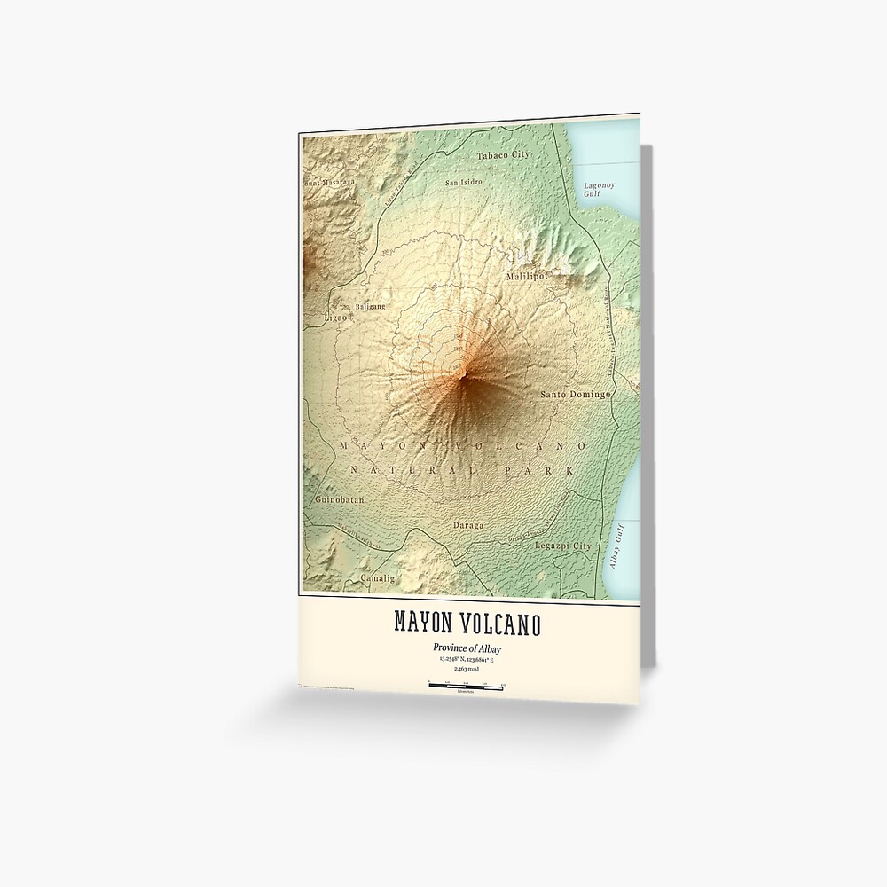 Mayon Volcano Map Greeting Card By Hannahasetre Redbubble