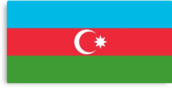 Lienzos Bandera de Azerbaiyán Azul Rojo Verde Luna Creciente de