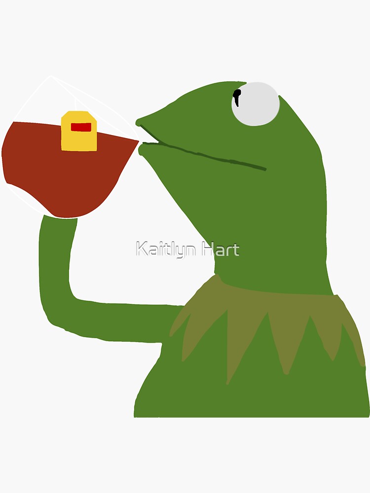 Kermit The Frog Sipping Tea Sticker By Kaitlynhart06 Redbubble