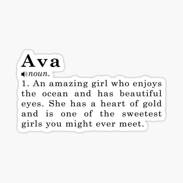 Ava Name Definition Meaning Sticker For Sale By Peachyline Redbubble