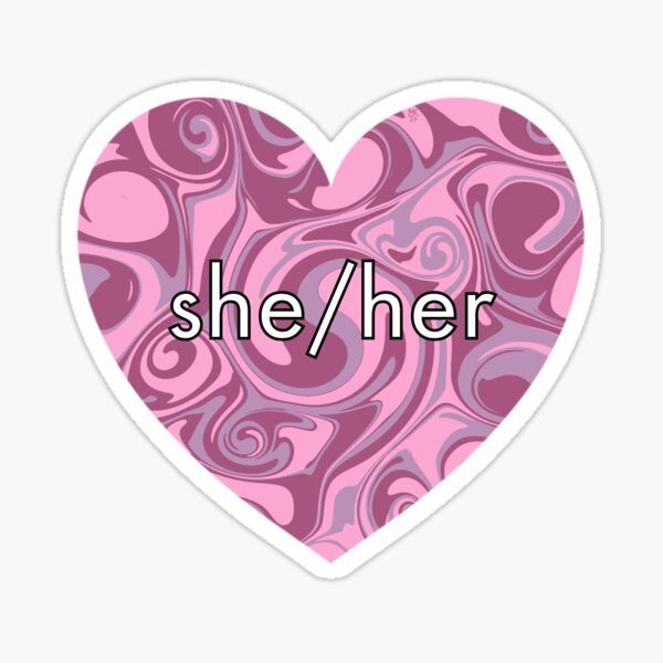 She Her Pronouns Heart Sticker For Sale By Michaelkyan Redbubble