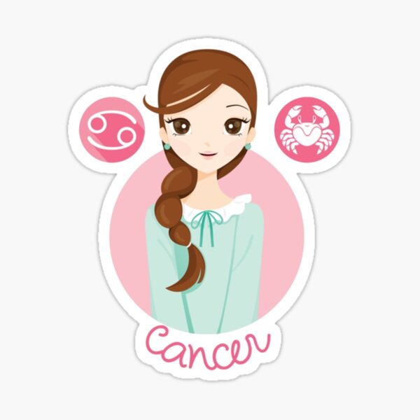 Woman Zodiac Sign Cancer Sticker For Sale By Esseybaz Redbubble