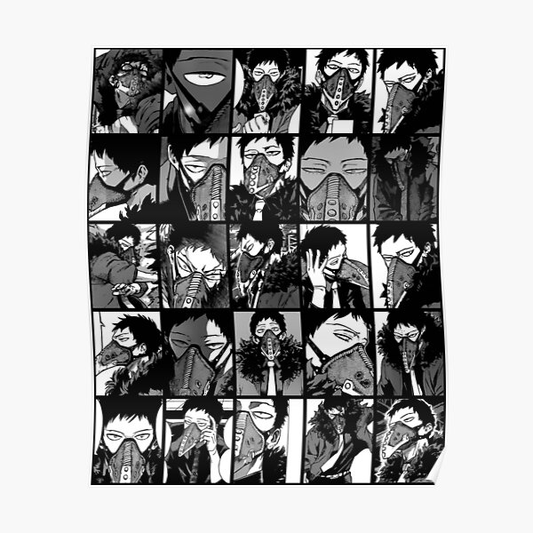 Overhaul Bnha Collage Black And White Version Poster For Sale By