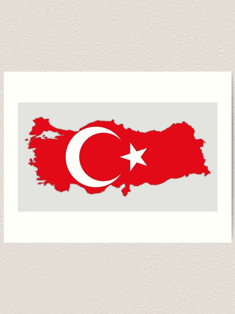 Turkey Map With National Flag Turkish Flag Inside Map Of Turkey Art