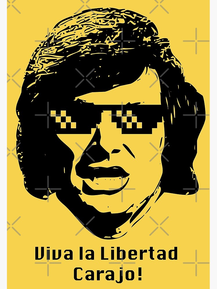 Póster con la obra Viva la Libertad carajo Milei gafas de