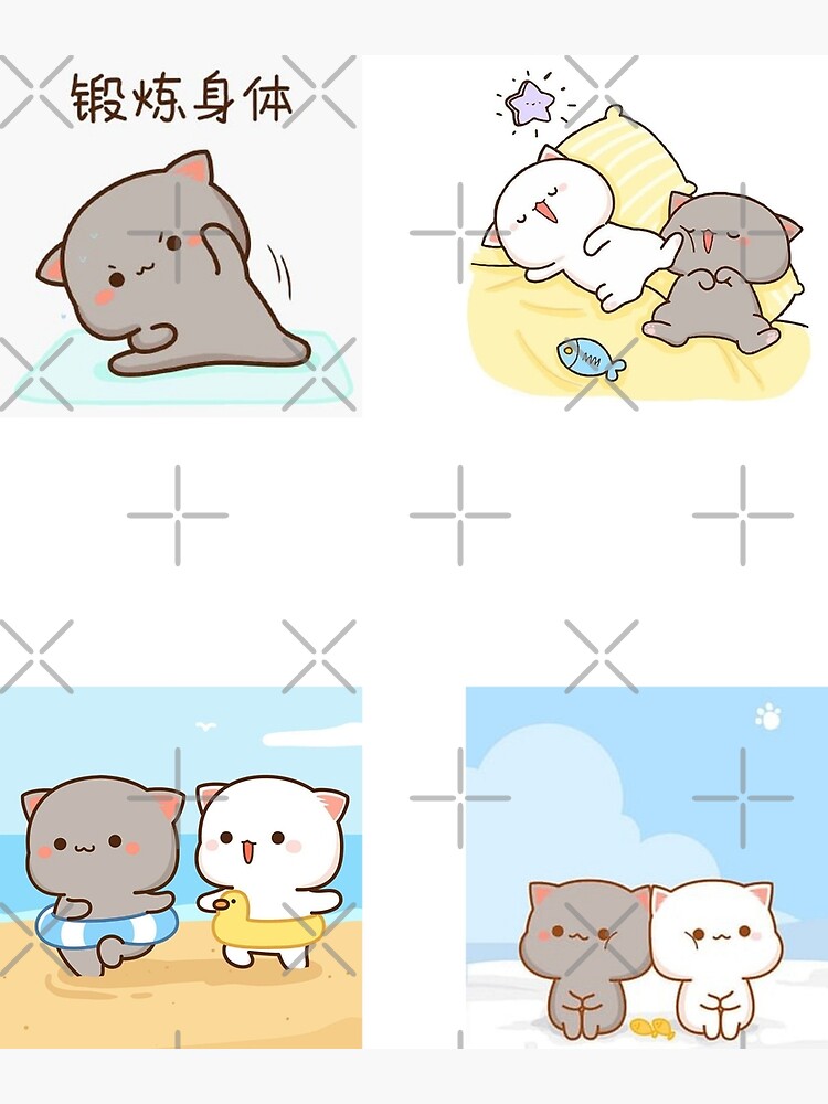 Summer Time Mochi Peach And Goma Cute Cat Sticker Pack Photographic