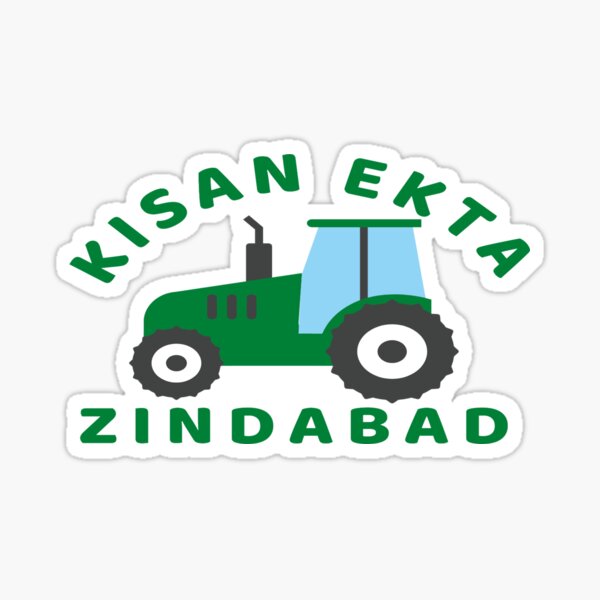 Kisan Ekta Zindabad With Green Tractor Sticker For Sale By Indra