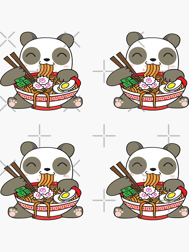 Cute Kawaii Panda Eating Ramen Noodles Sticker For Sale By