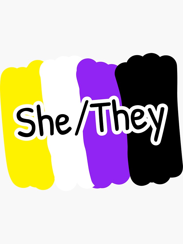 Single She They Pronoun Nonbinary Flag Sticker By Eggily1023 Redbubble