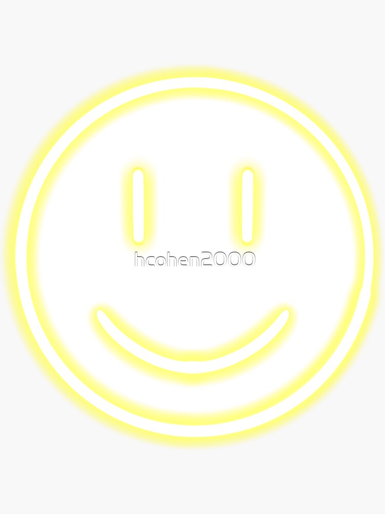 Neon Smiley Face Sticker For Sale By Hcohen Redbubble