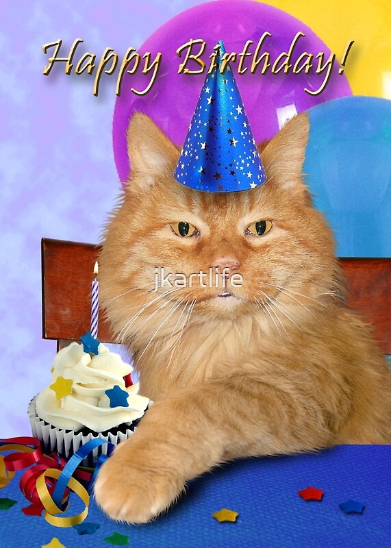 happy birthday from orange tabby kitten