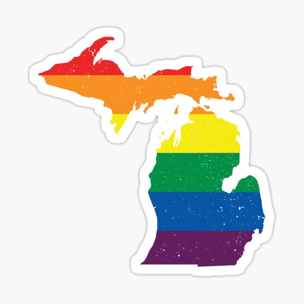 Michigan Gay Pride Rainbow Flag Distressed Lgbtq Sticker For Sale