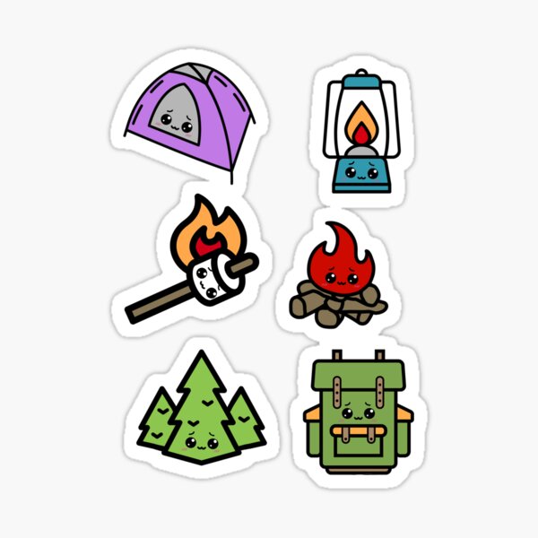 Kawaii Camping Sticker Pack Sticker For Sale By Tristahx Redbubble