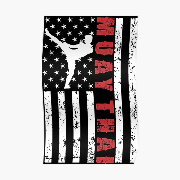 Muay Thai American Flag Us Sports Poster For Sale By Pannolinno